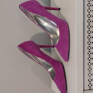Guess Purple Suede Slip On Stilletos